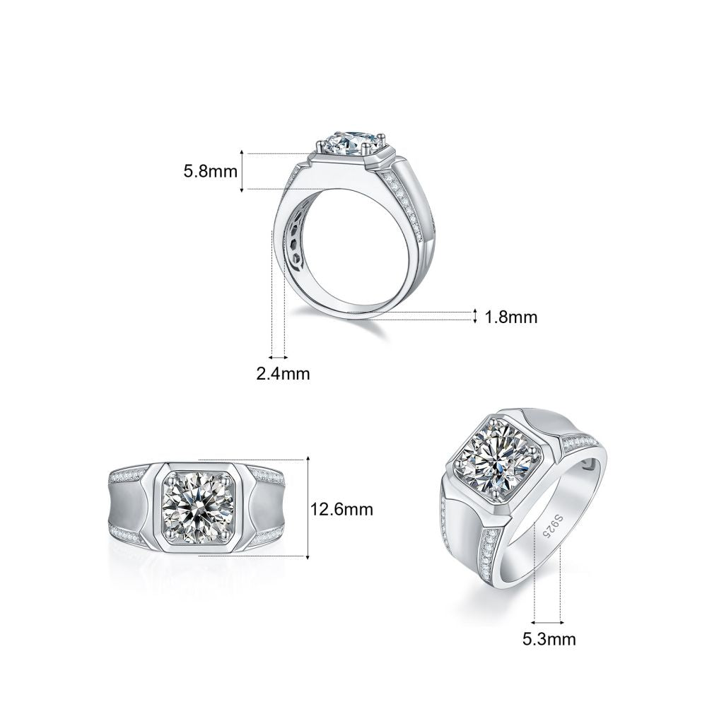 1.0 Carats VVS1 Moissanite Men Ring
