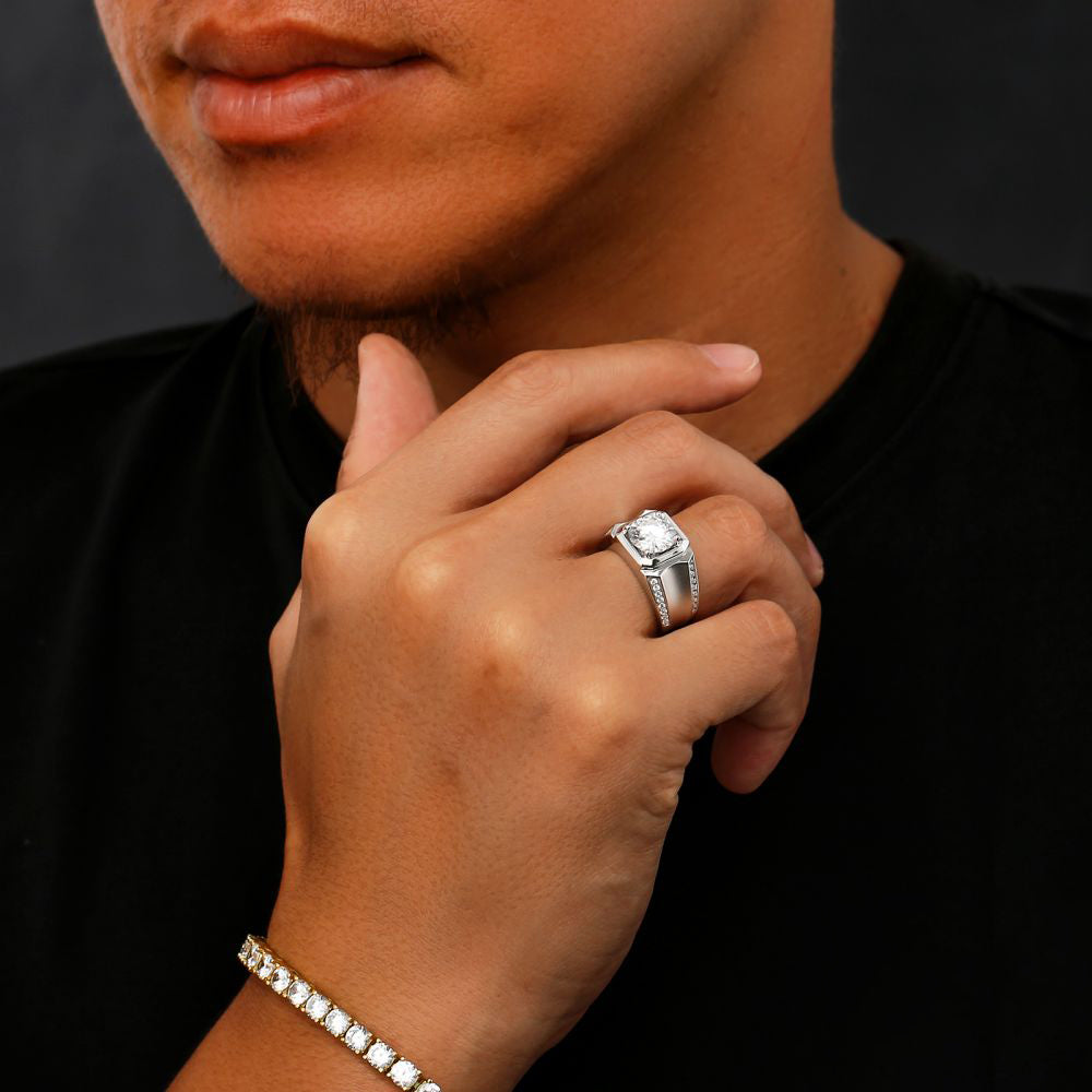 1.0 Carats VVS1 Moissanite Men Ring