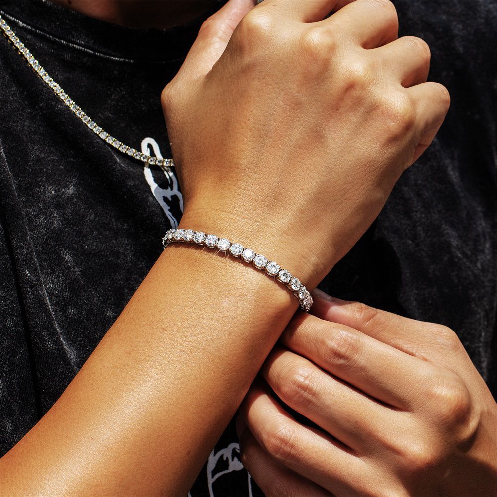 5mm S925 Silver Moissanite Ice Tennis Bracelet