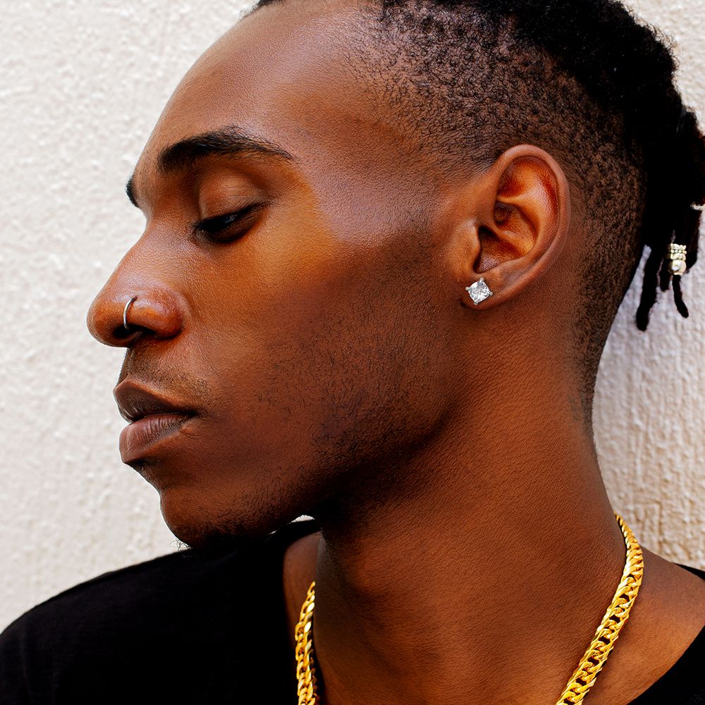 S925 Moissanite Round Diamond Stud Earrings for Men