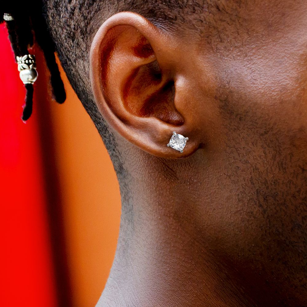 S925 Moissanite Round Diamond Stud Earrings for Men