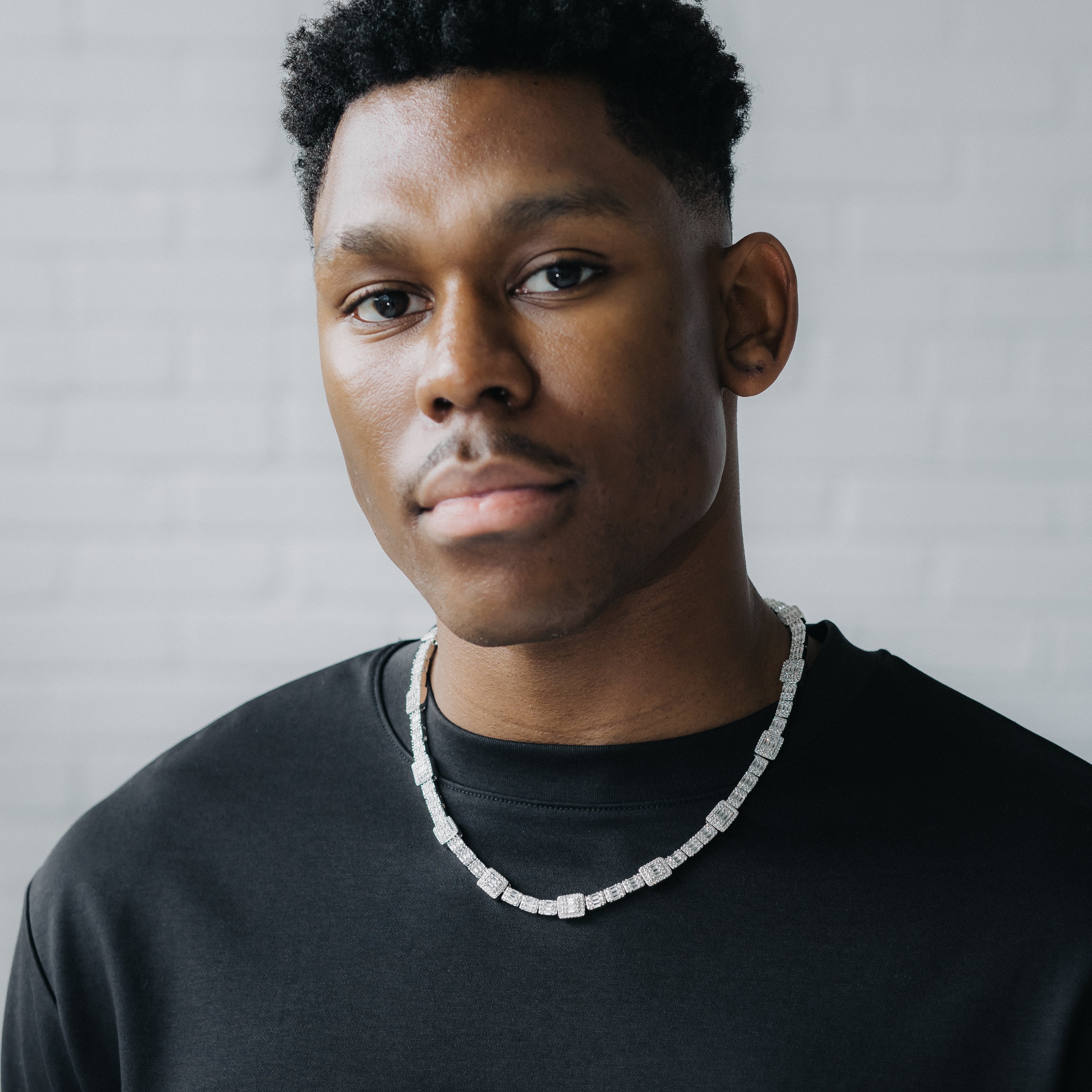 Moissanite Cluster Baguette Tennis Chain White Gold