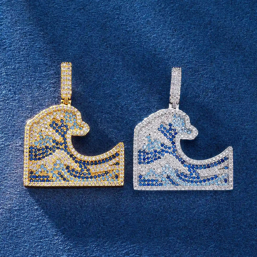 Colorful Gem Sea Wave Moissanite Pendant