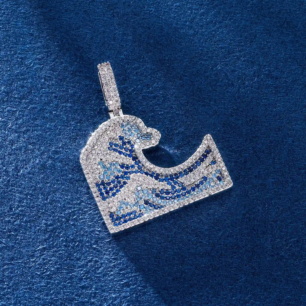 Colorful Gem Sea Wave Moissanite Pendant