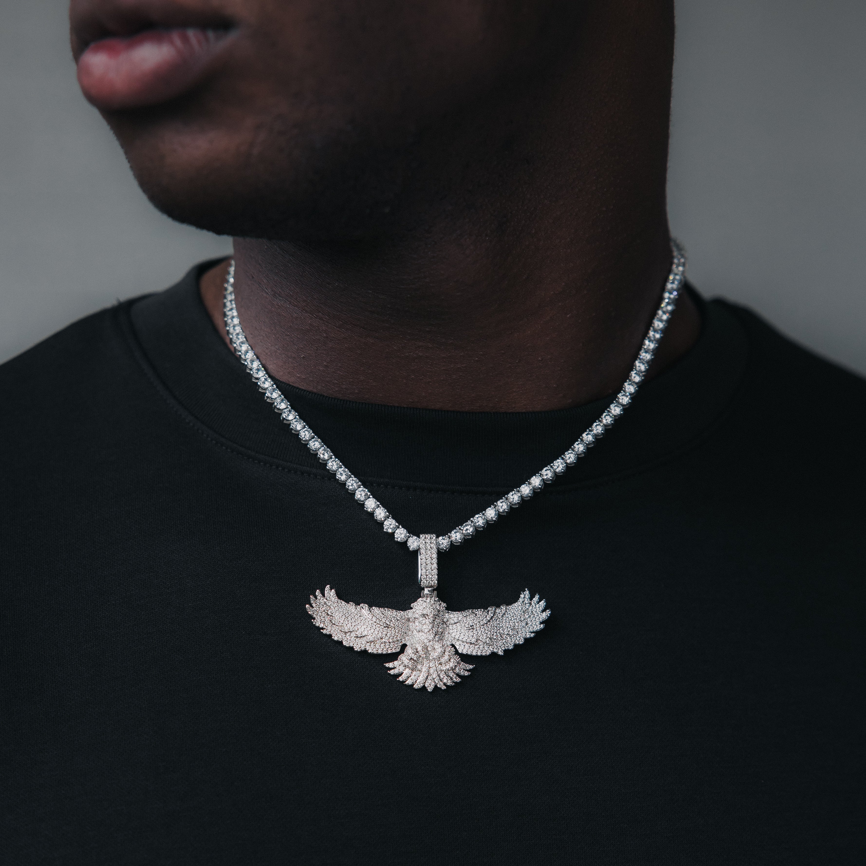 Eagle White Gold Moissanite Pendant