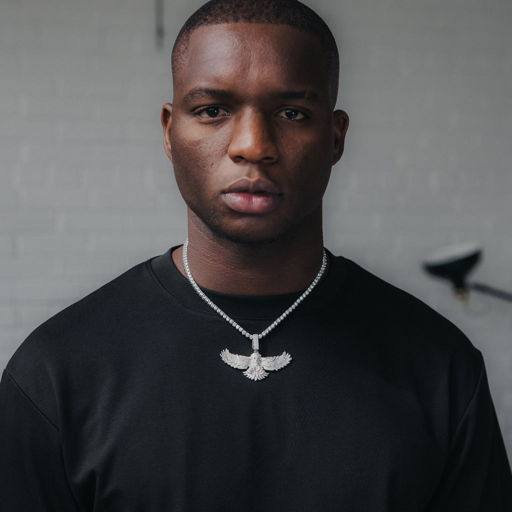 Eagle White Gold Moissanite Pendant