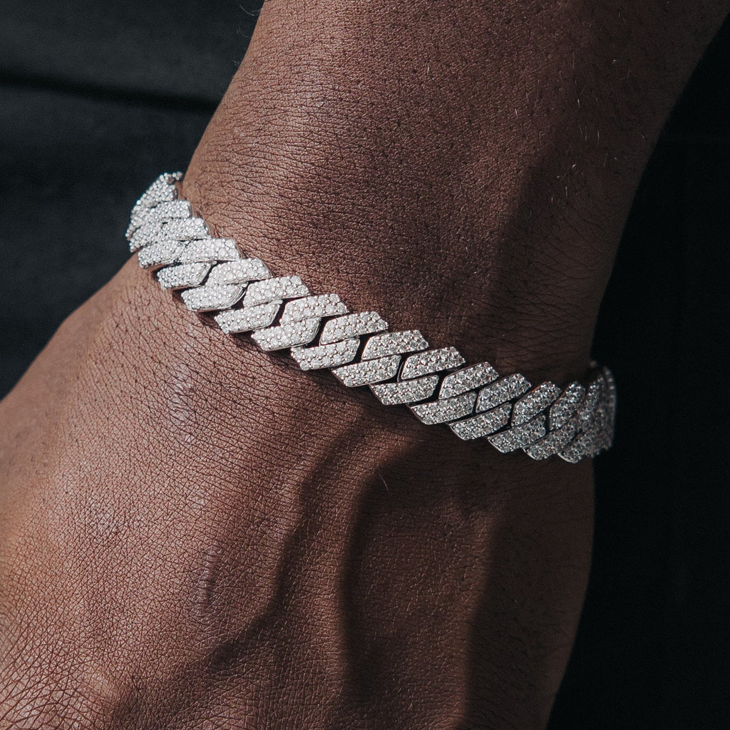 12mm Moissanite Prong Cuban Bracelet