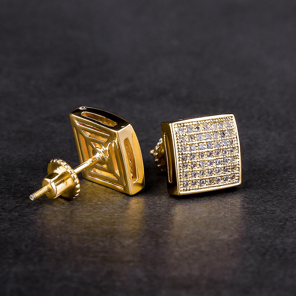 S925 Moissanite Square Diamond Stud Earrings for Men