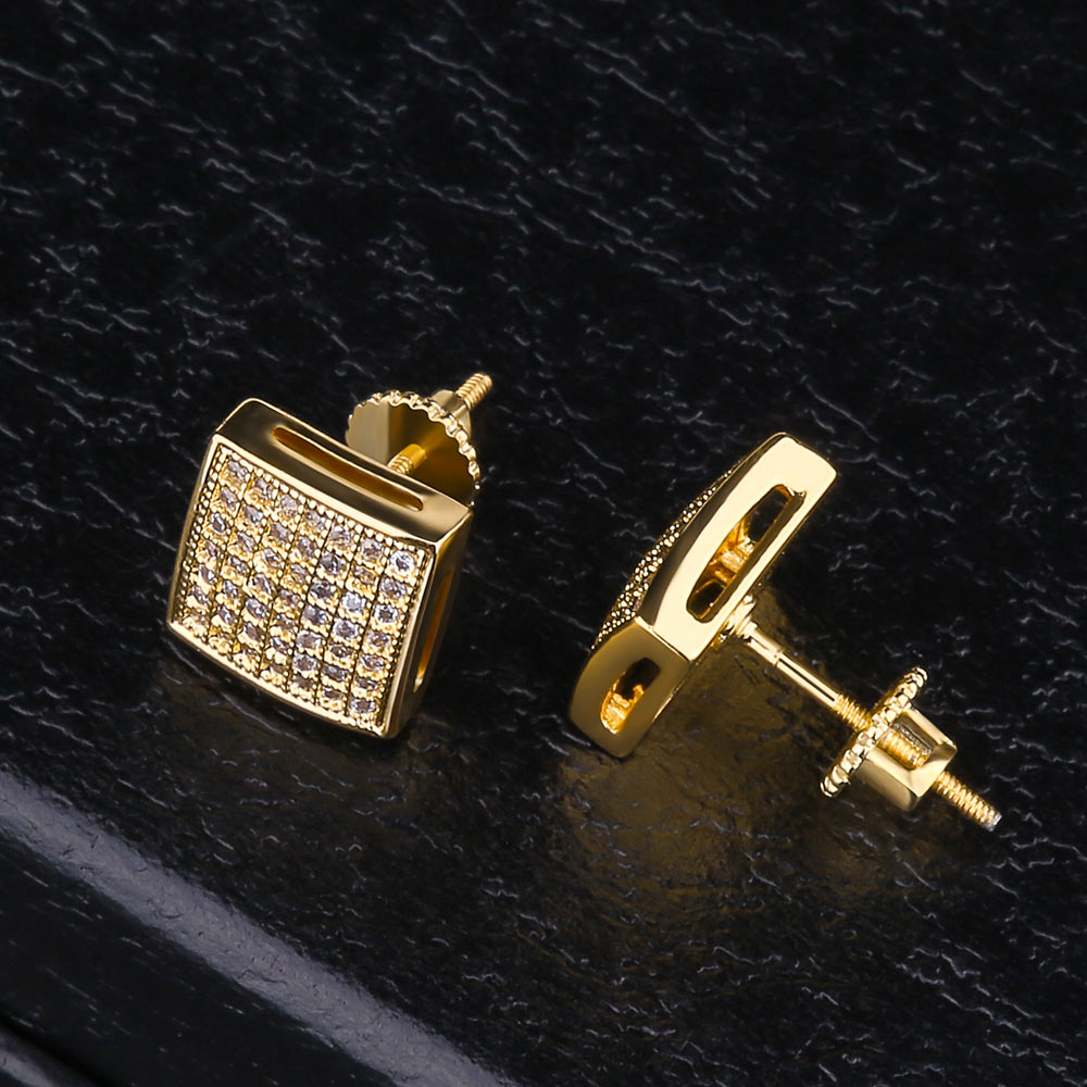 S925 Moissanite Square Diamond Stud Earrings for Men