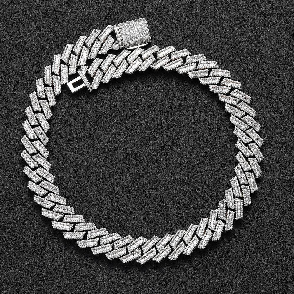 18mm Miami Baguette Chain In White Gold