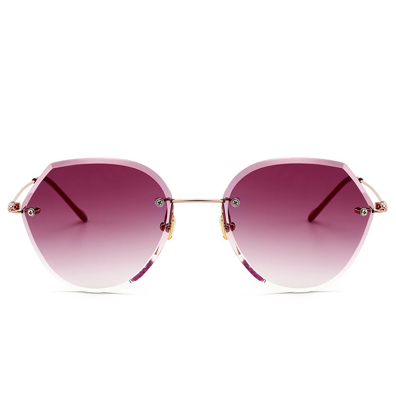Polygonal Diamond Cut Shape Rimless Sunglasses