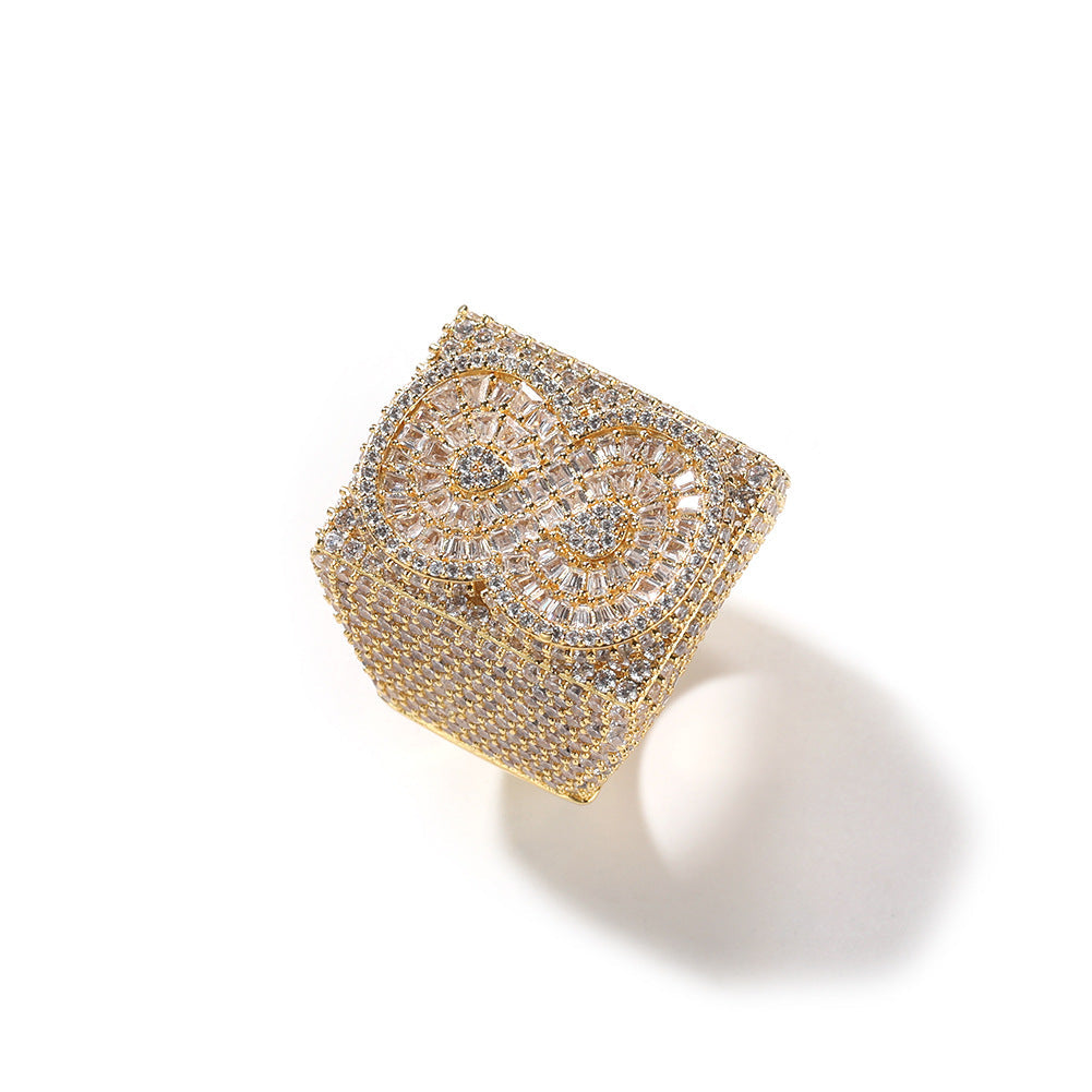 Two Tone Alphabet Digit Moissanite Custom Ring