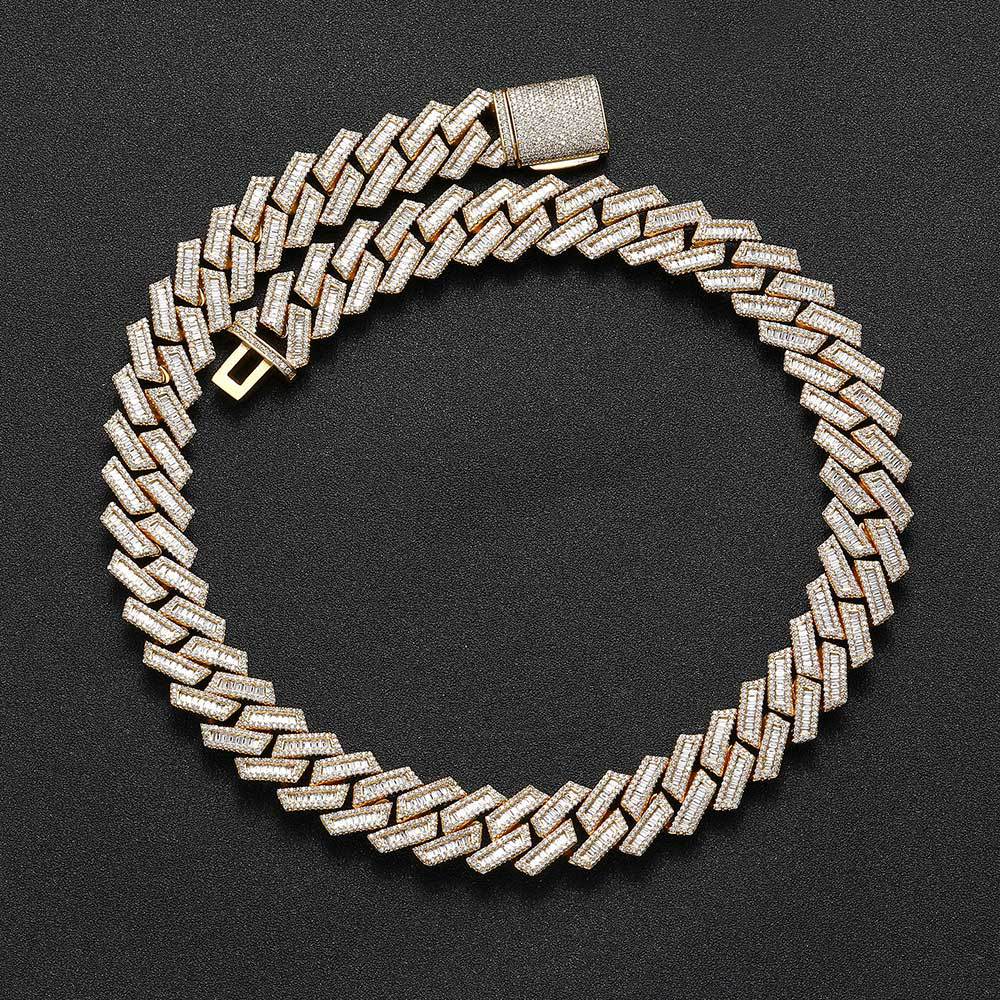 20mm Miami Moissanite Diamond Baguette Chain In Gold