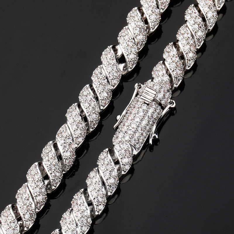 14mm Moissanite Twisted Cuban Chain
