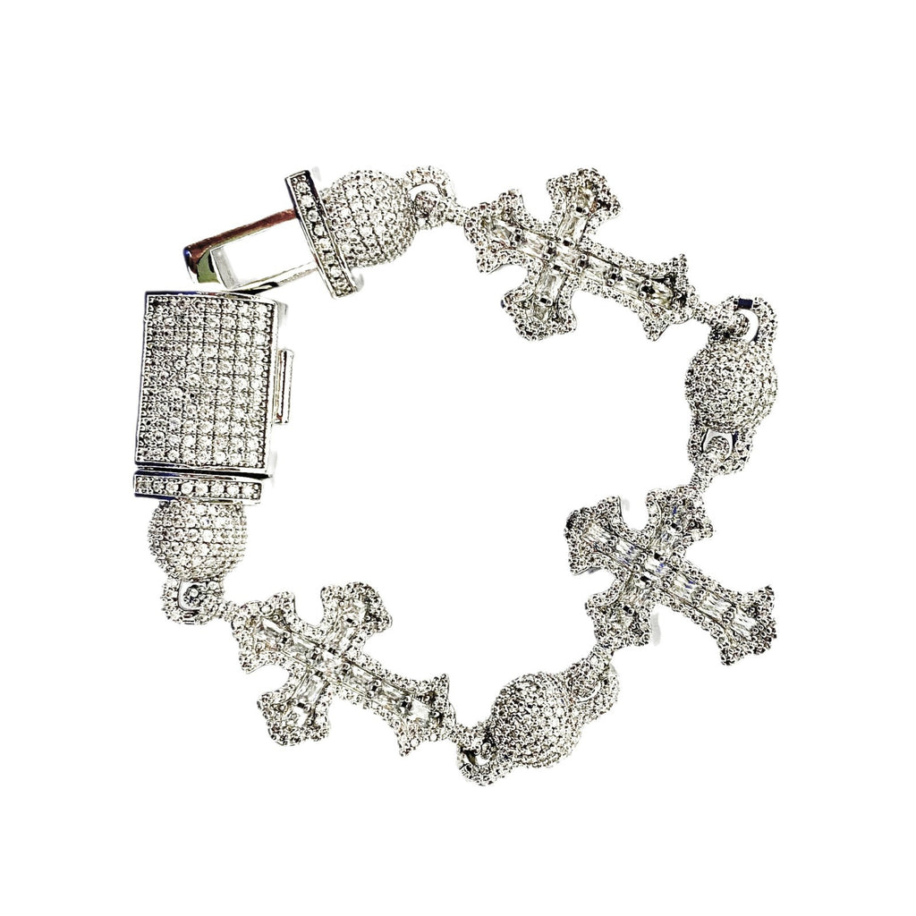 Hip-Hop Cross Bracelet with Moissanite Beads