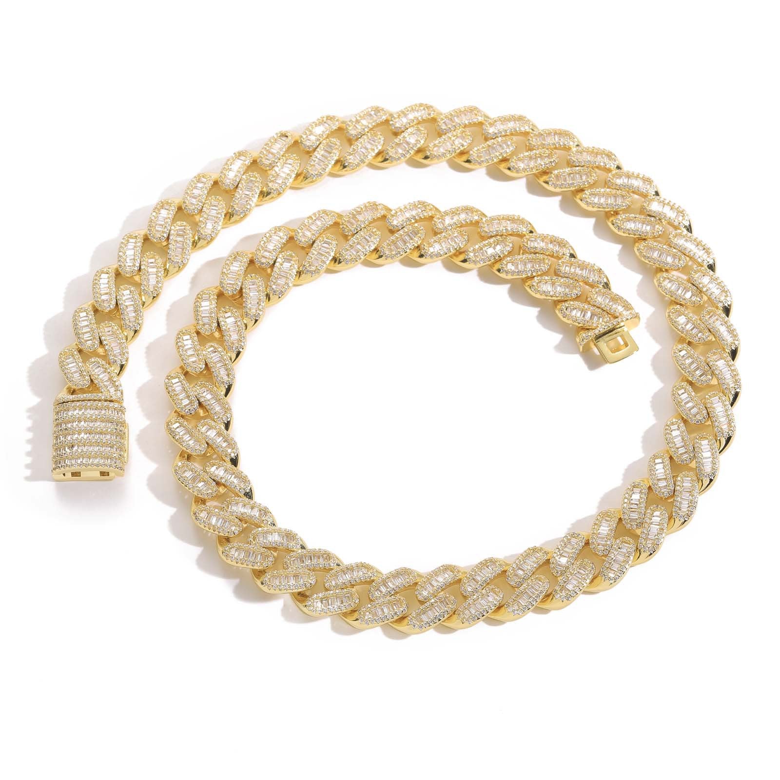 15mm Moissanite T Square Ice Out Diamond Cuban Chain