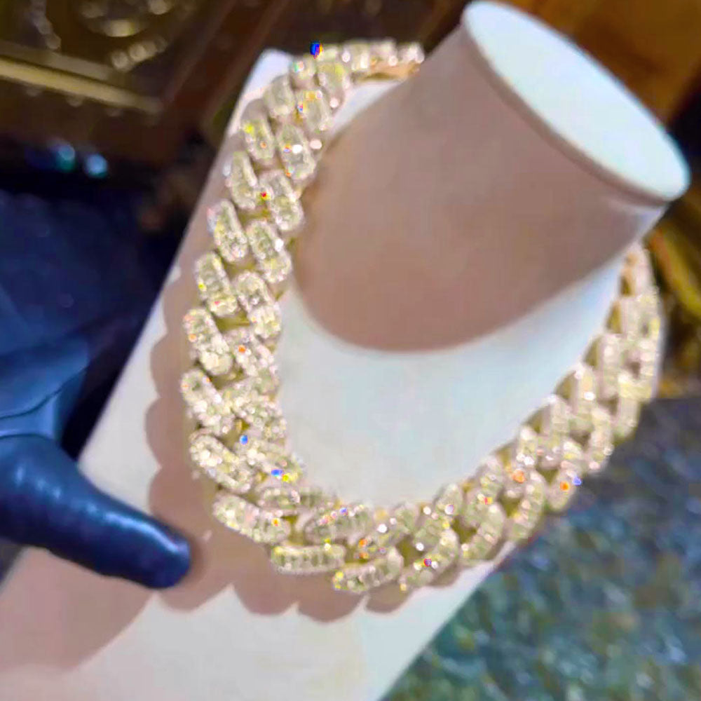 29mm Moissanite Hip Hop Square Diamond Cuban Chain