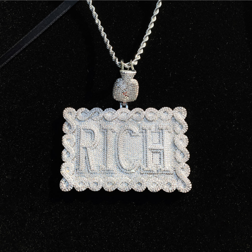 Hip-Hop Moissanite "RICH" Letter Pendant