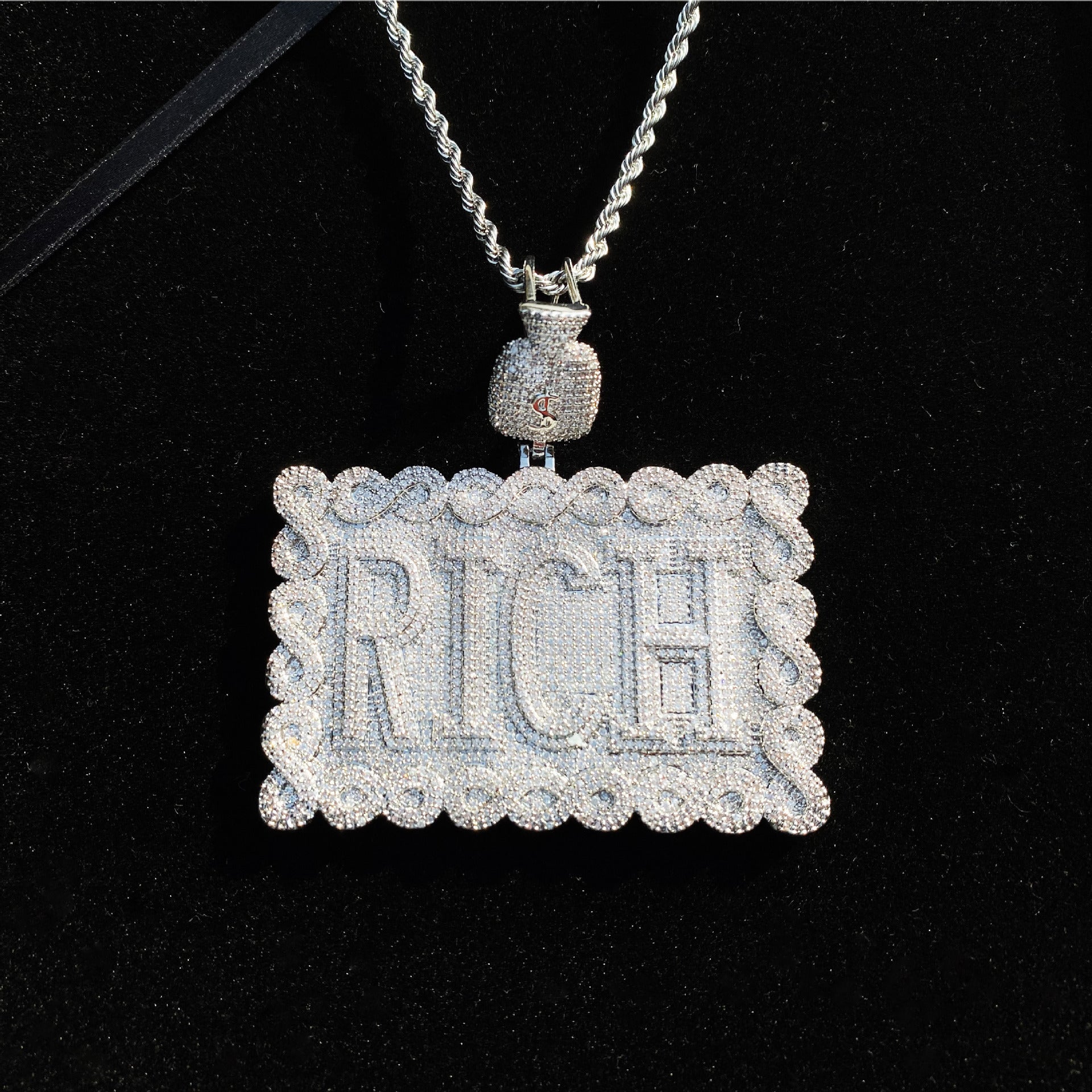 Hip-Hop Moissanite "RICH" Letter Pendant
