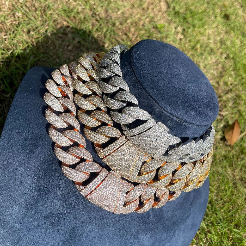 25mm Hip-Hop Moissanite Bubble Cuban Link Necklace