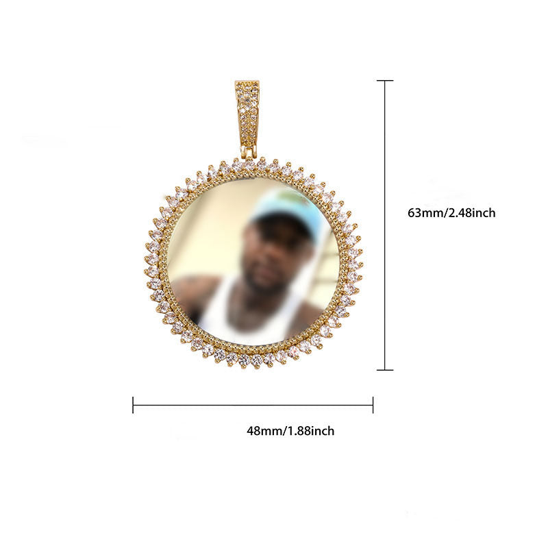 Moissanite Triangle Cross Design Photo Custom Pendant