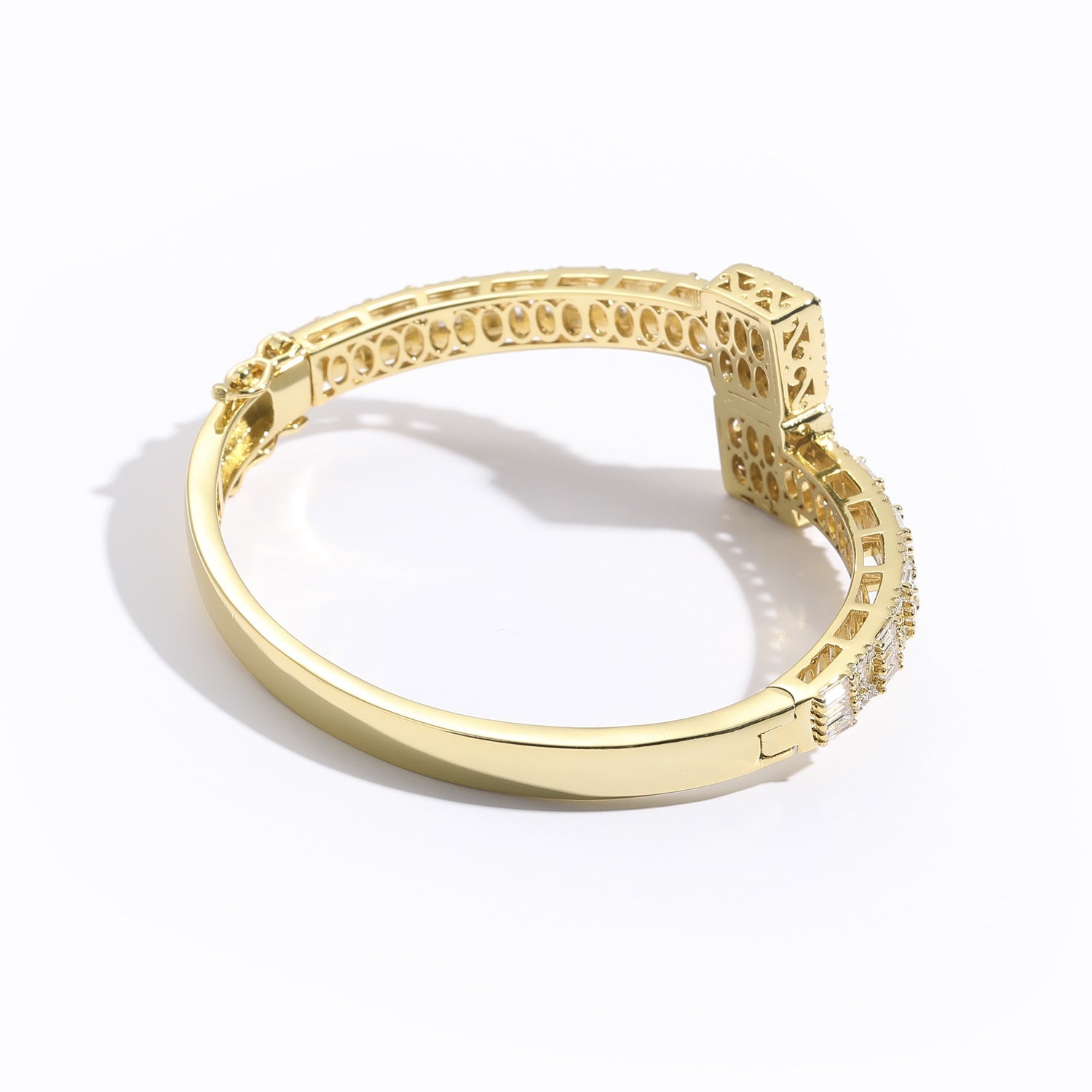 VVSBOX Moissanite Baguette Stones Cuff Bangle