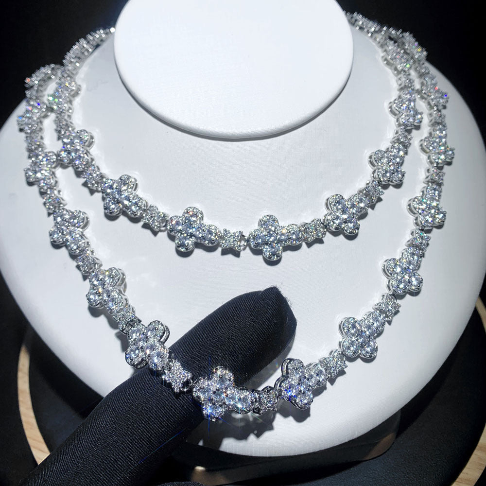 16mm Round Diamonds Cross Star Chain