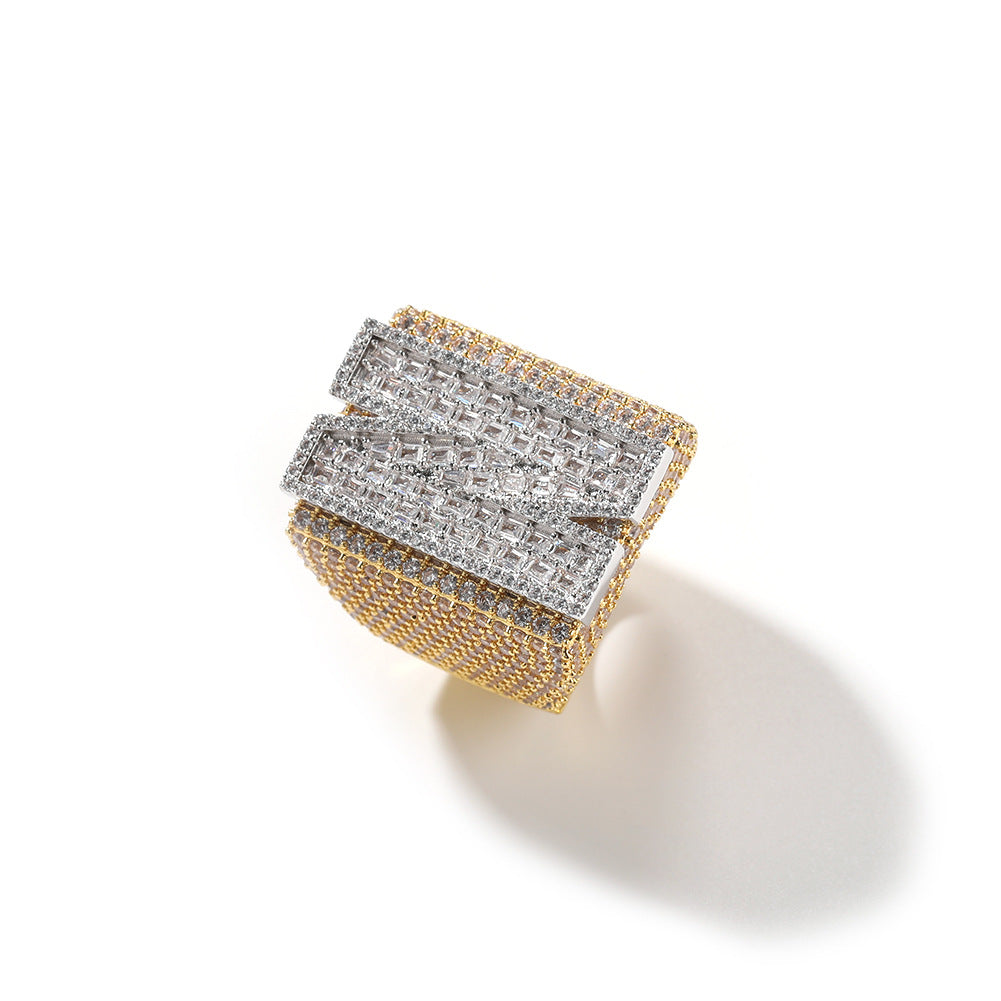 Two Tone Alphabet Digit Moissanite Custom Ring