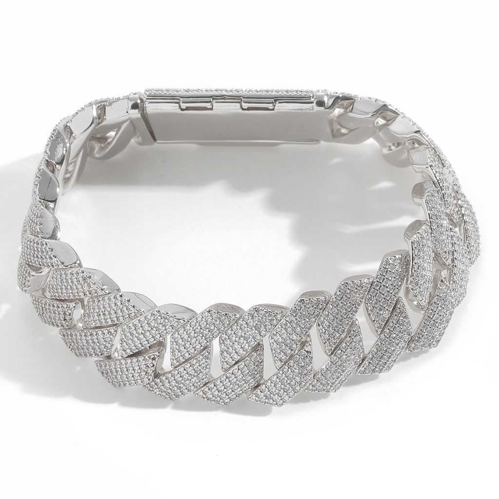 20mm Moissanite Diamond Prong Cuban Bracelet