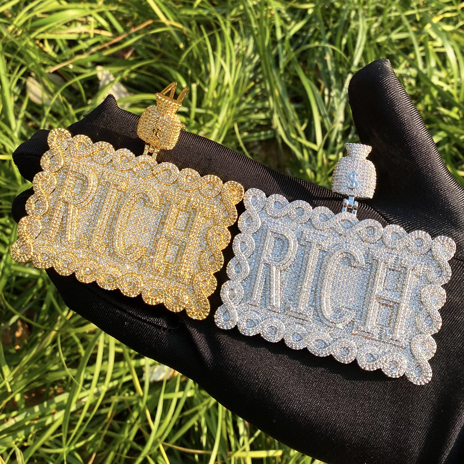 Hip-Hop Moissanite "RICH" Letter Pendant