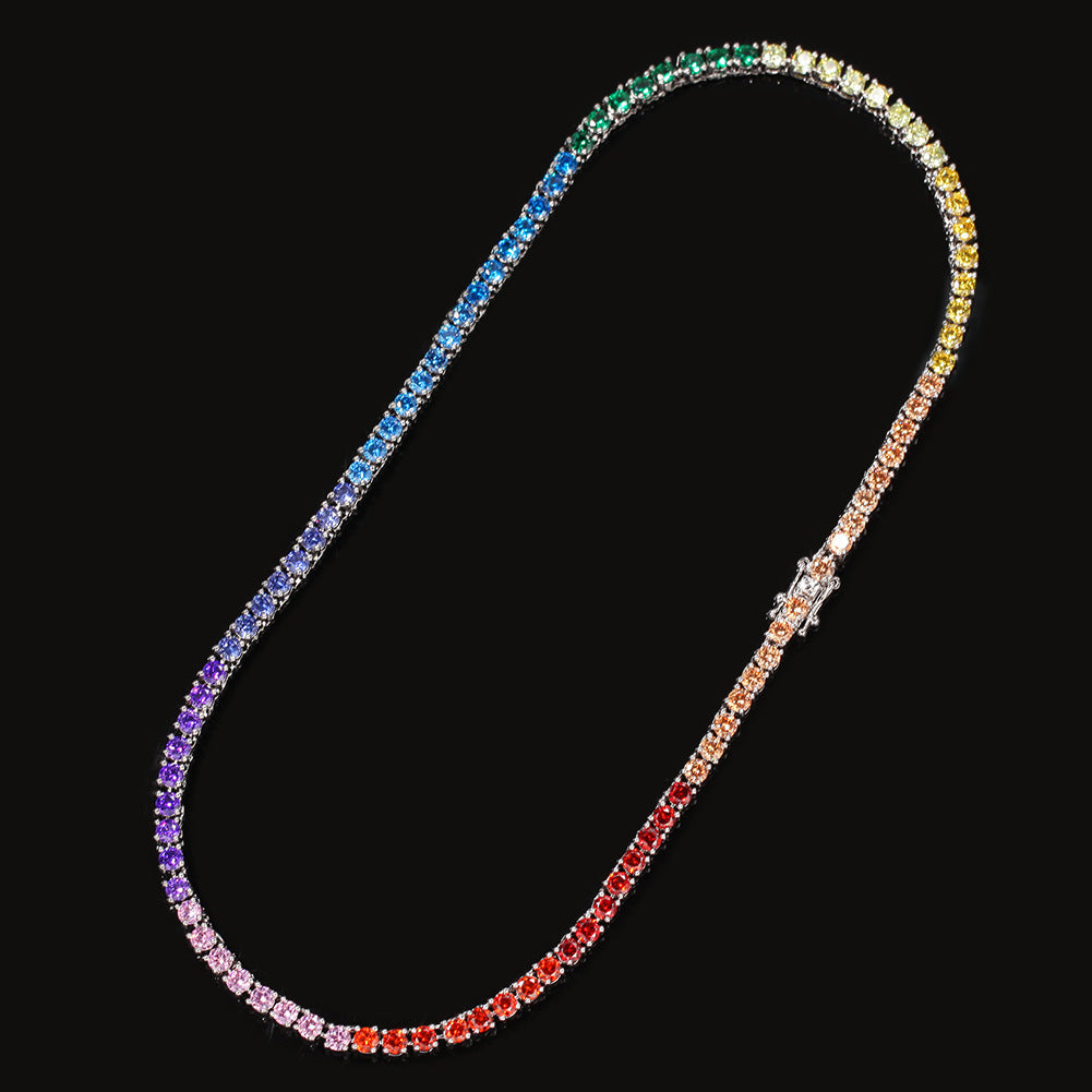 Hip Hop Trend Colored Zircon Tennis Chain