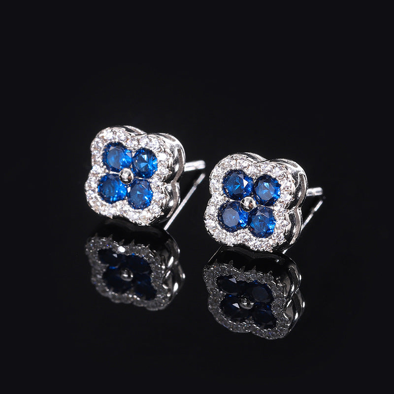 Moissanite Floral Colored Gemstone Earrings