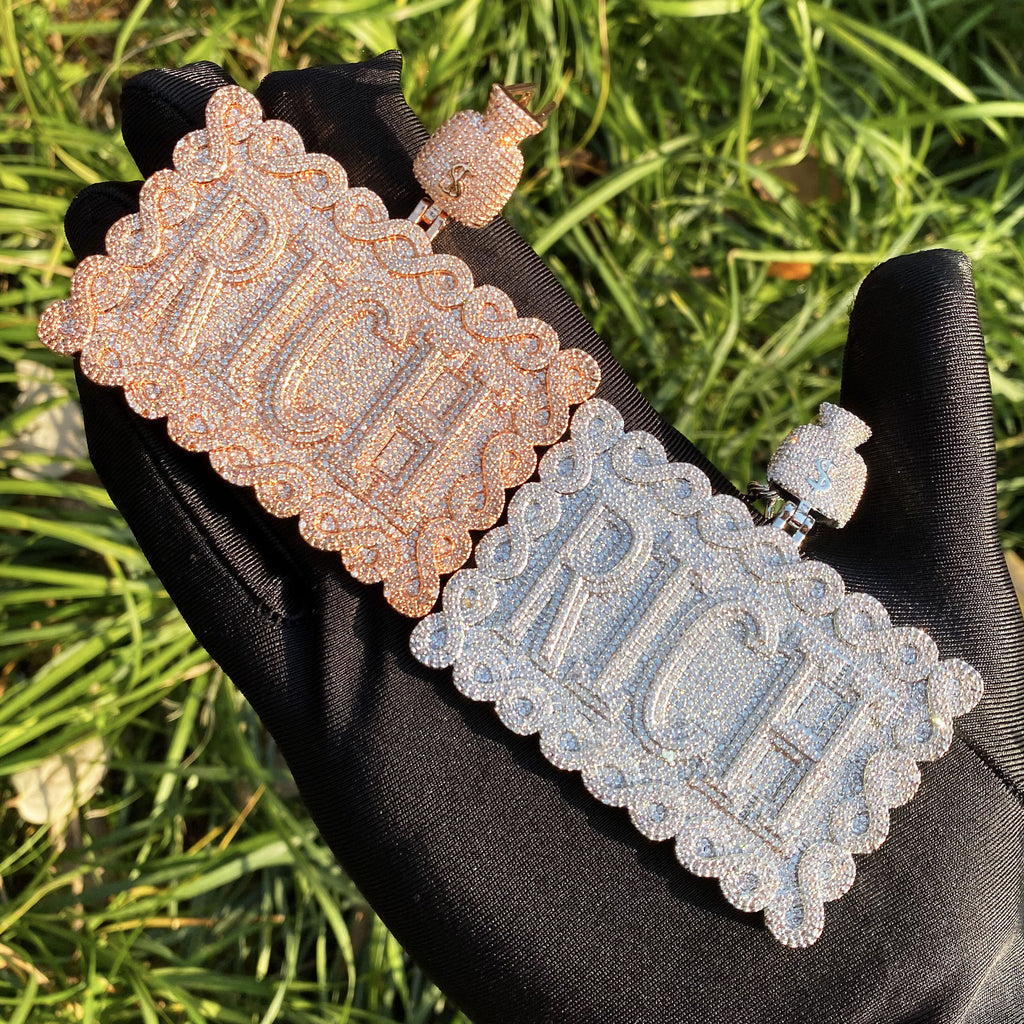 Hip-Hop Moissanite "RICH" Letter Pendant