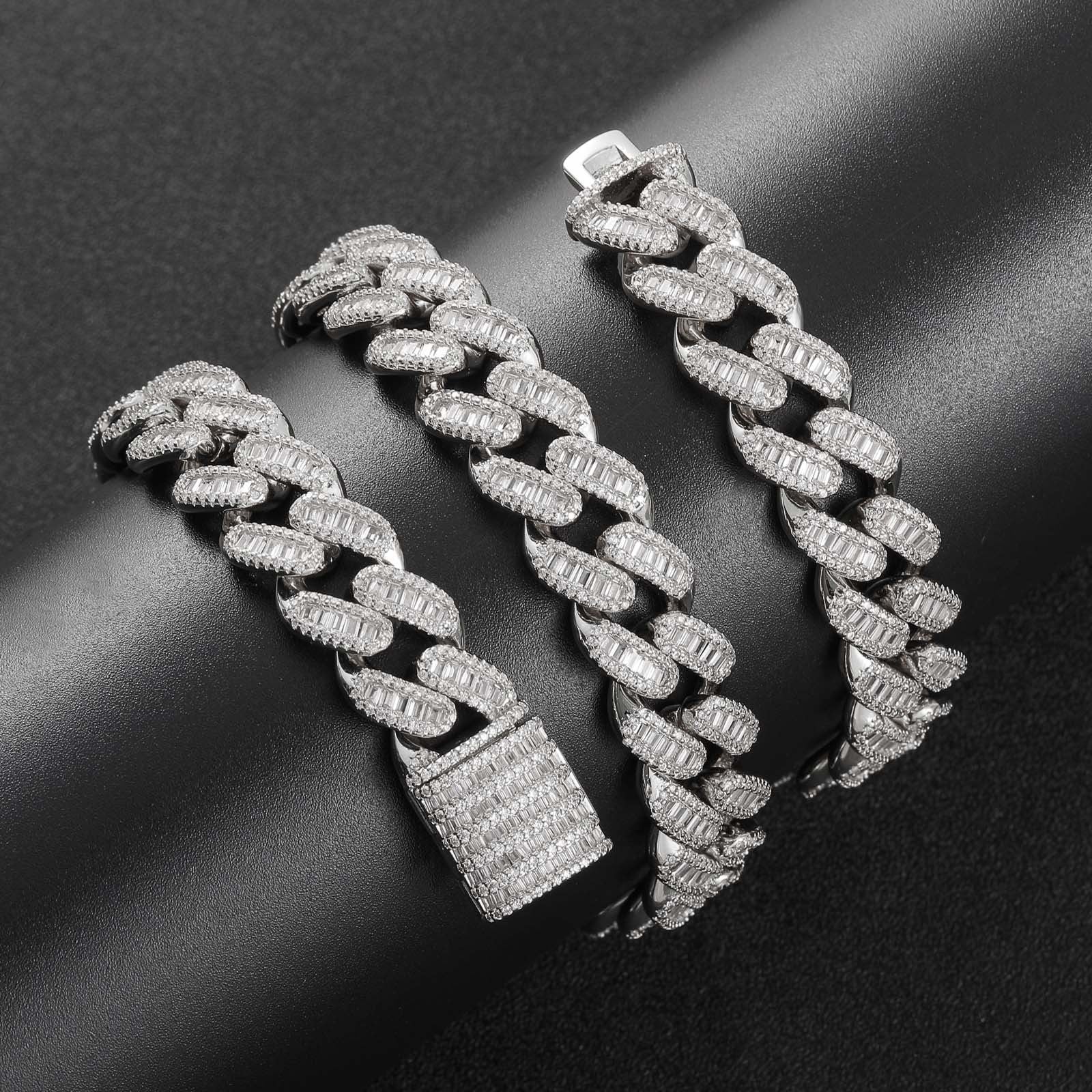 15mm Moissanite T Square Ice Out Diamond Cuban Chain