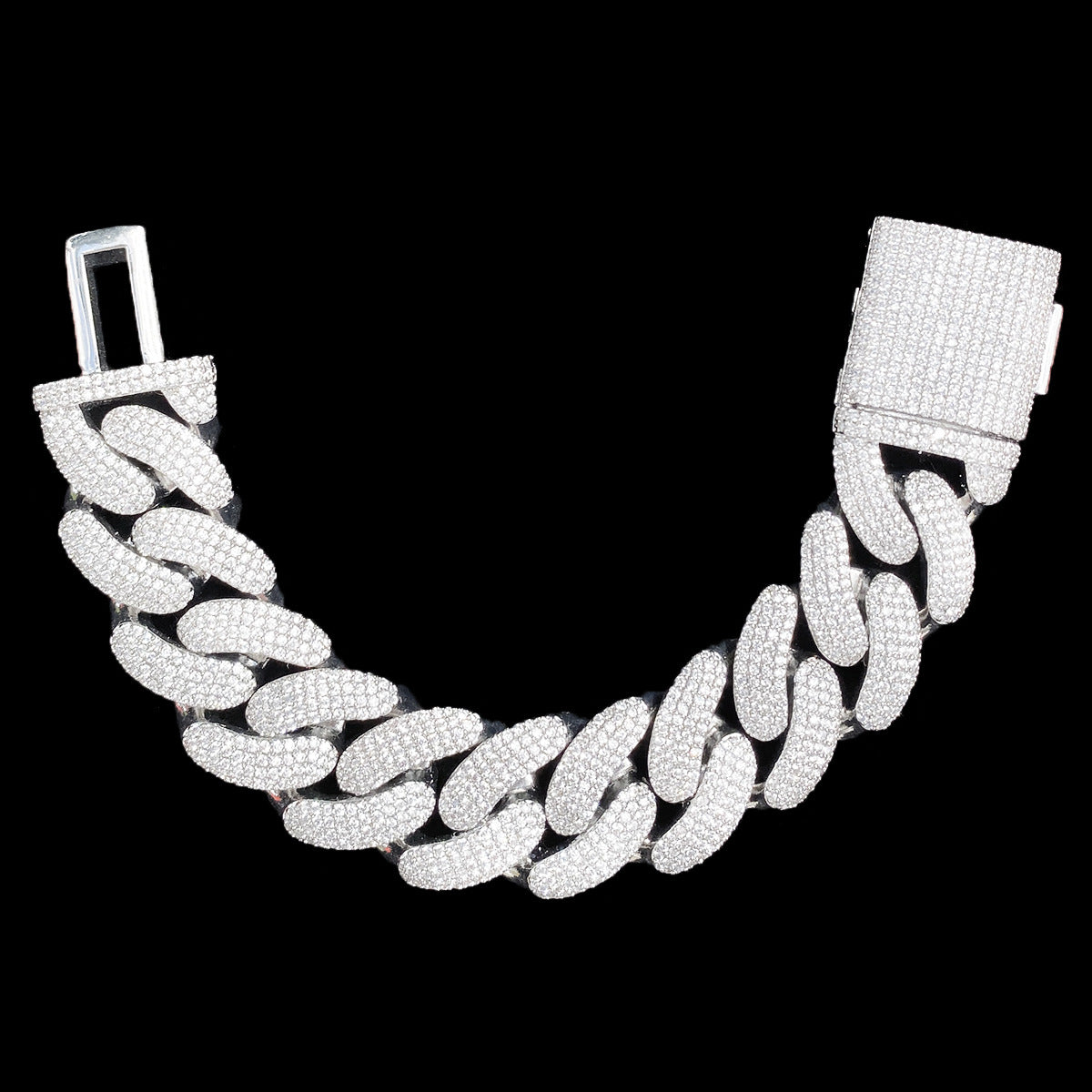 Moissanite Crescent Cuban Link Bracelet