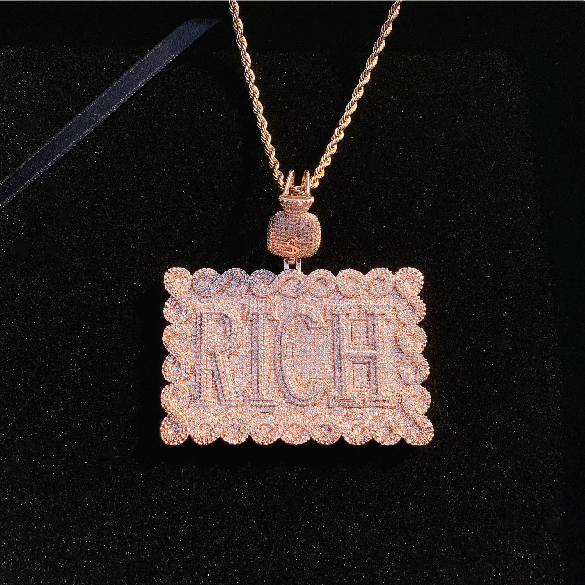 Hip-Hop Moissanite "RICH" Letter Pendant