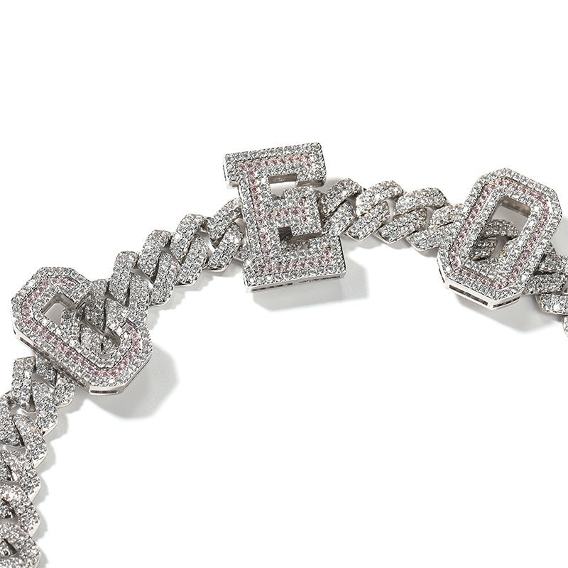 Moissanite Hip Hop Punk Custom Alphabet Cuban Bracelet