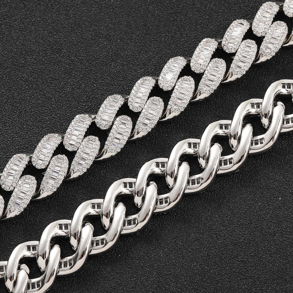 15mm Moissanite T Square Ice Out Diamond Cuban Chain
