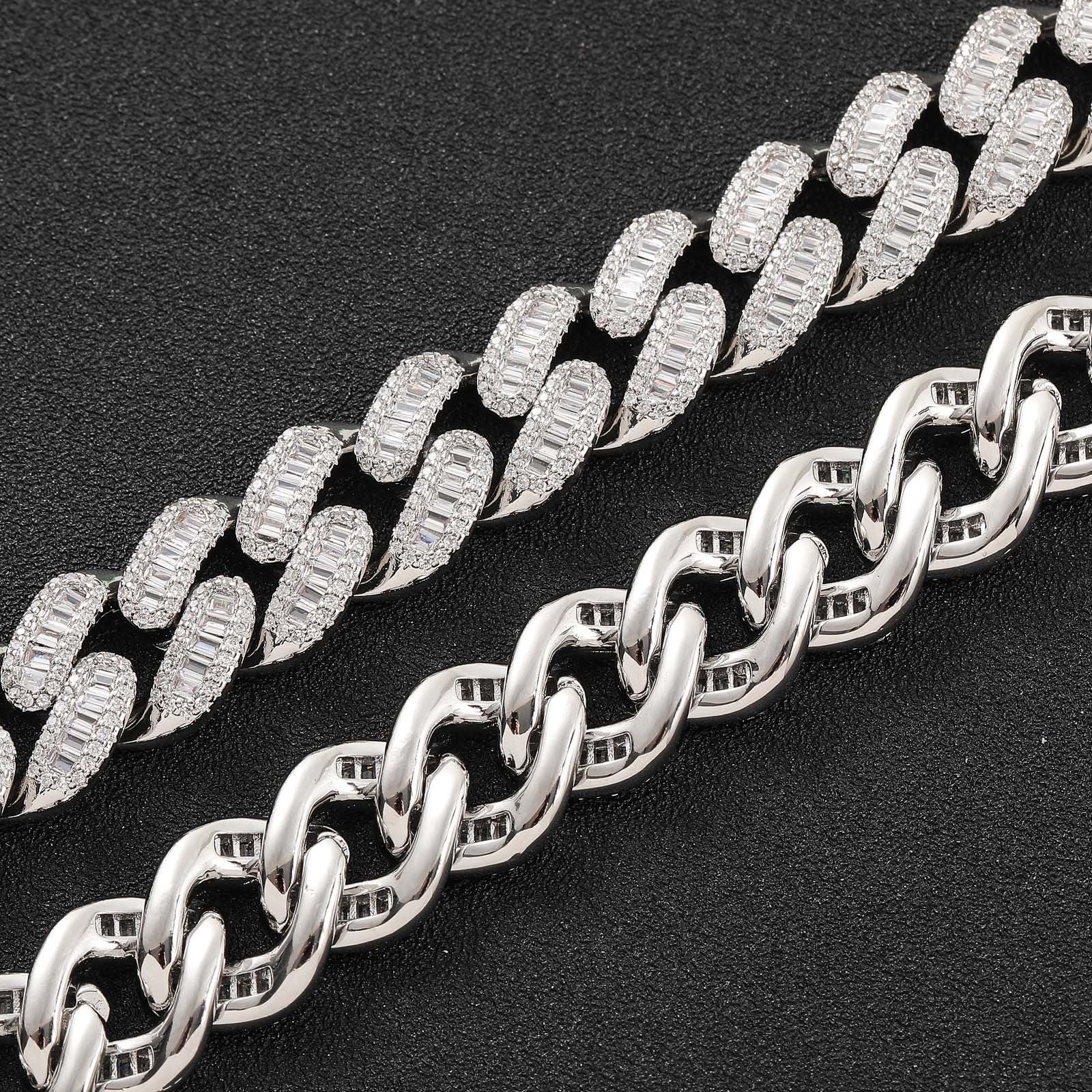 15mm Moissanite T Square Ice Out Diamond Cuban Chain