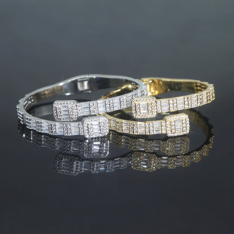 Moissanite Baguette Bangle Bracelet For Men