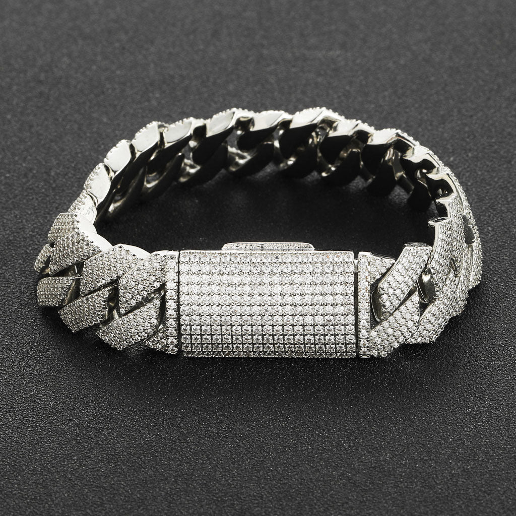 20mm Moissanite Diamond Prong Cuban Bracelet