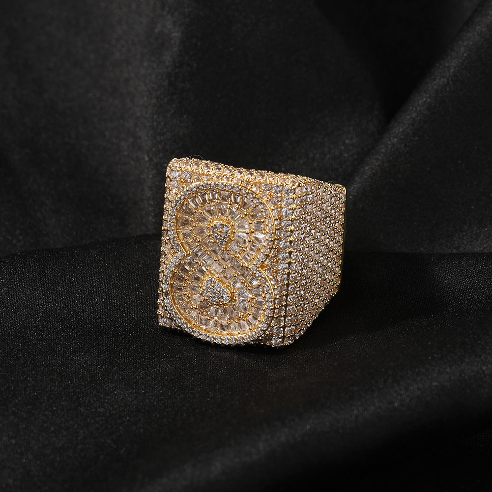 Two Tone Alphabet Digit Moissanite Custom Ring