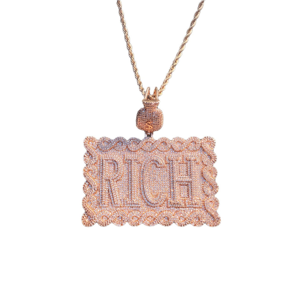 Hip-Hop Moissanite "RICH" Letter Pendant