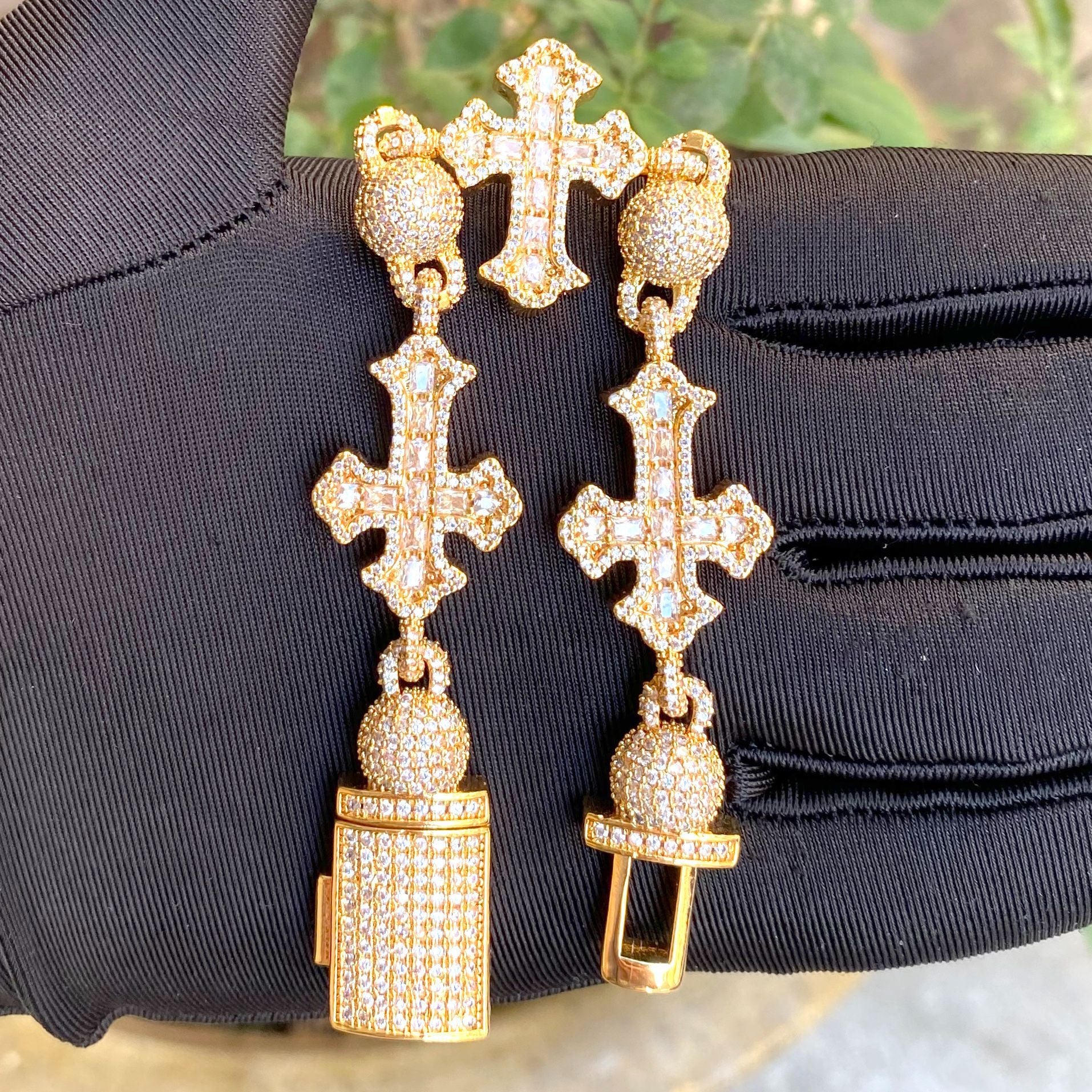 Hip-Hop Cross Bracelet with Moissanite Beads