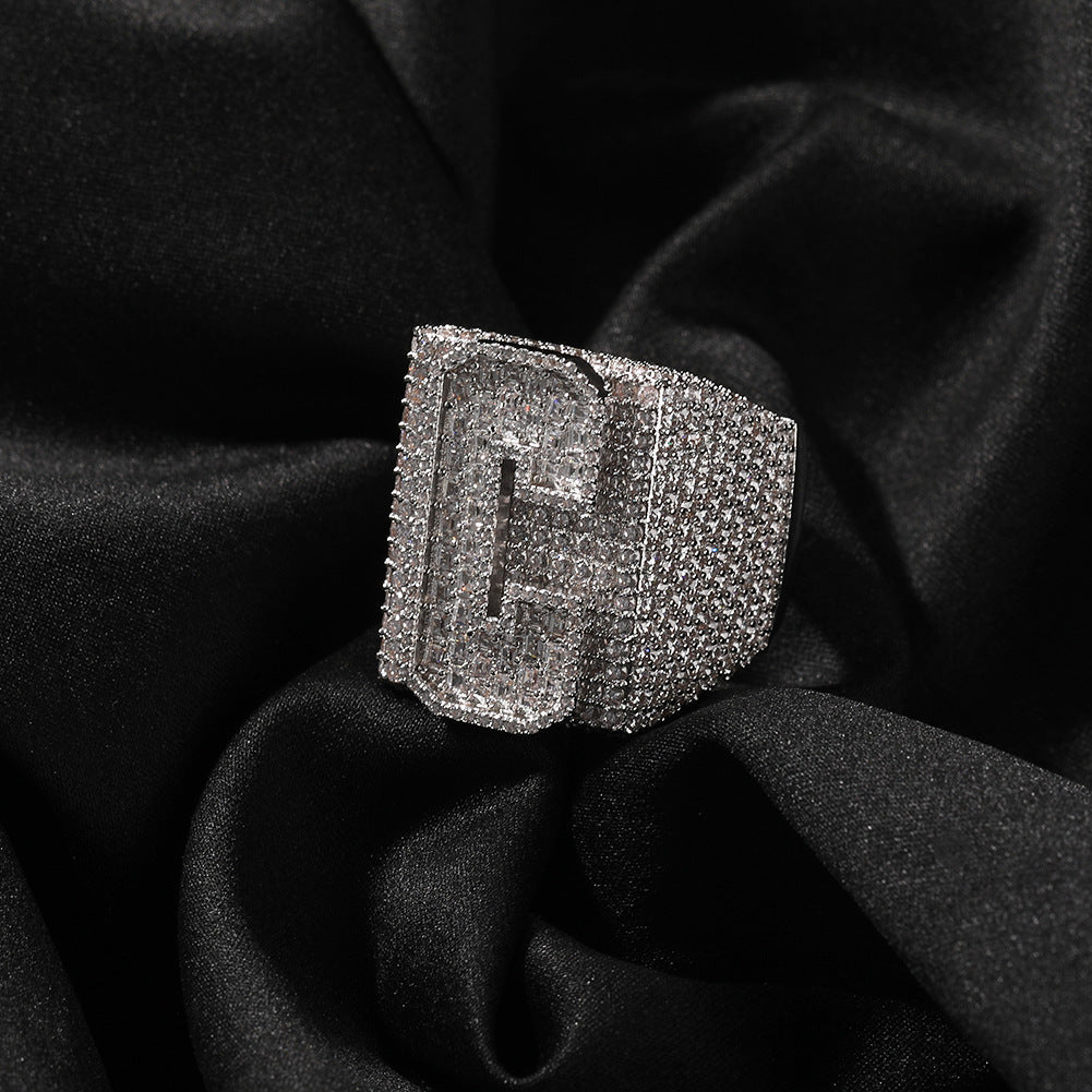 Two Tone Alphabet Digit Moissanite Custom Ring