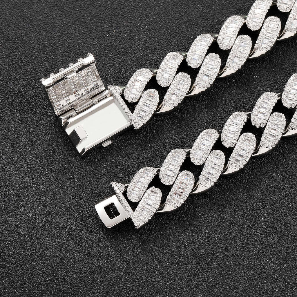 15mm Moissanite T Square Ice Out Diamond Cuban Chain