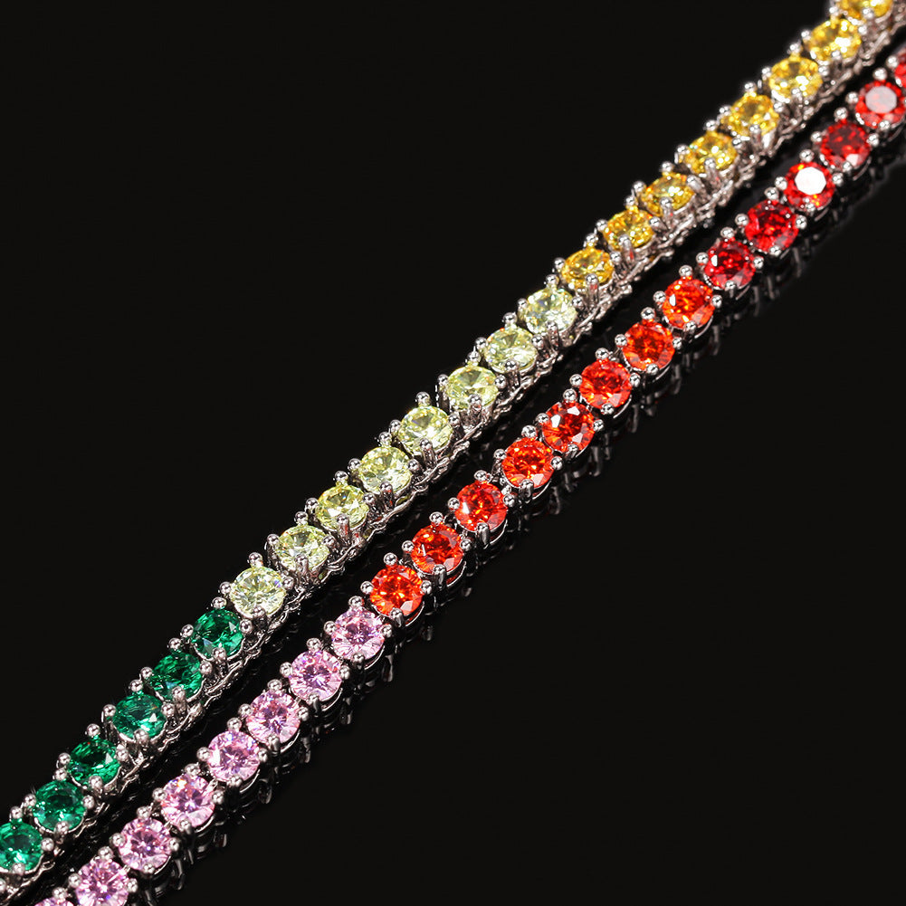 Hip Hop Trend Colored Zircon Tennis Chain