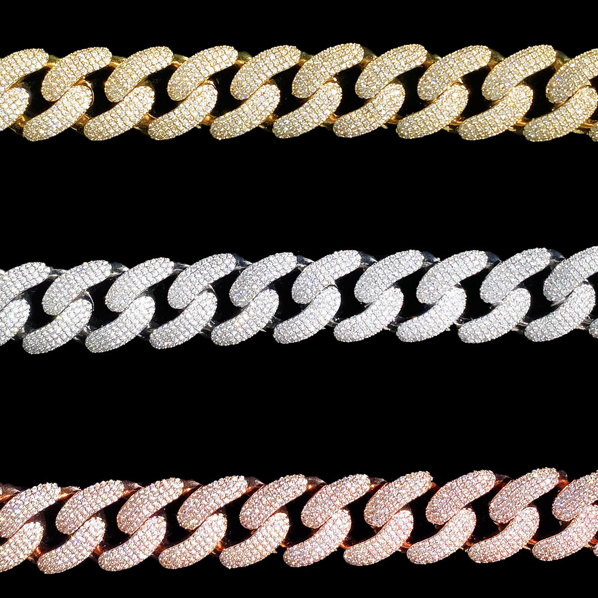 Moissanite Crescent Cuban Link Bracelet