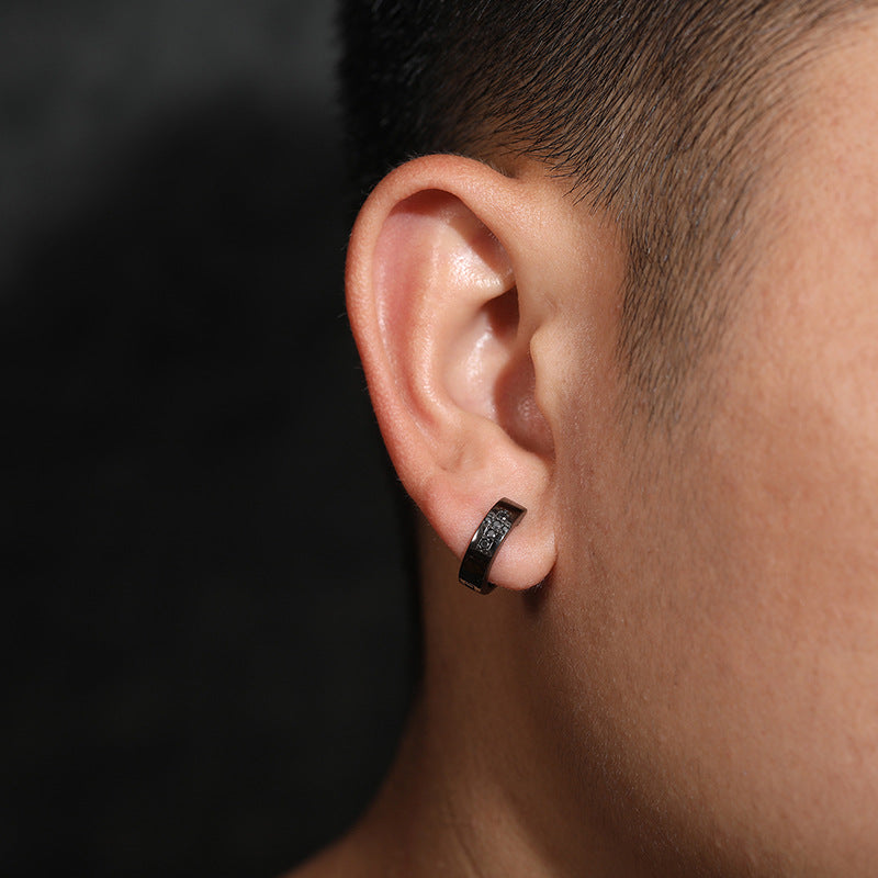 S925 Moissanite Hip Hop Black Cross Earrings