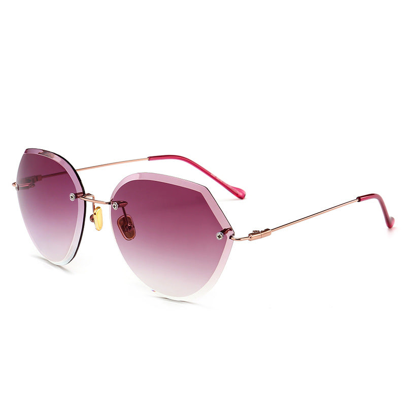 Polygonal Diamond Cut Shape Rimless Sunglasses